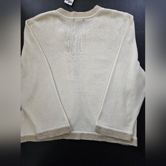 NWT - Old Navy Gold Metallic Trim Cream Wrap Cardigan - Size XXL - Picture 7 of 7